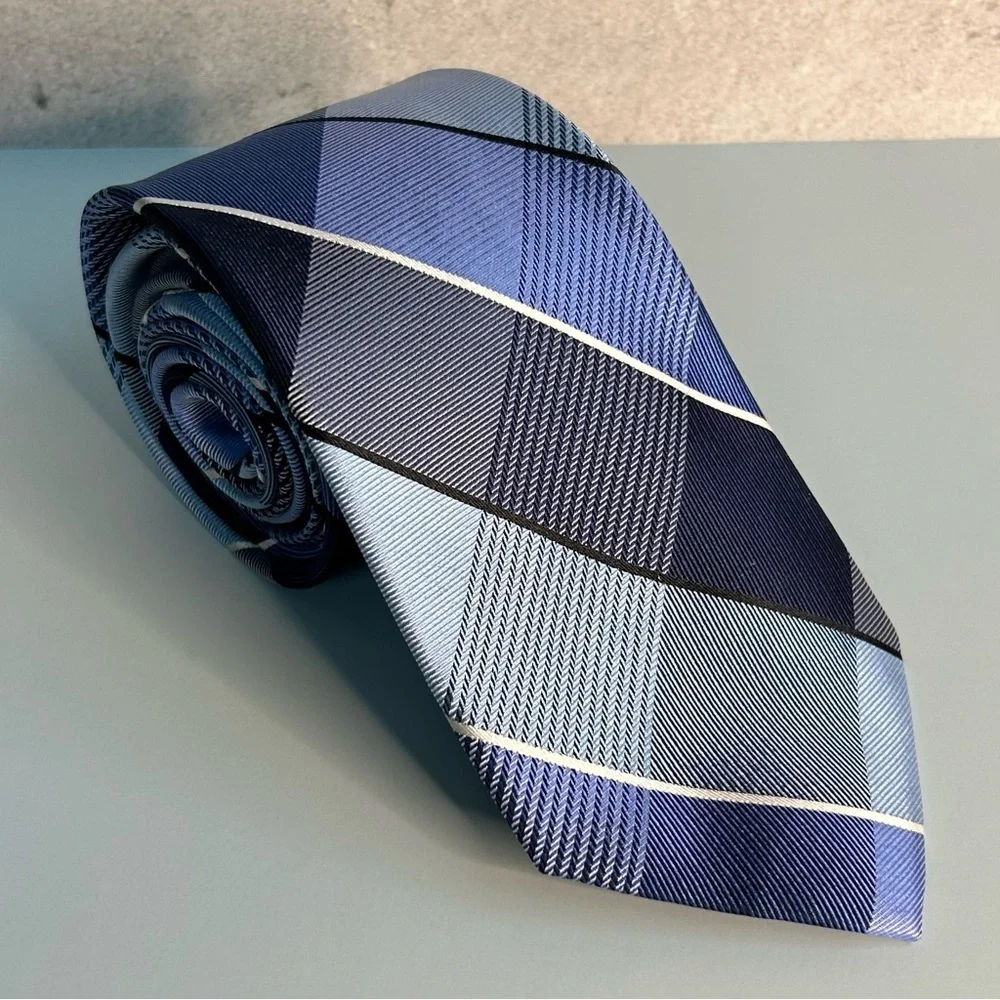 Kenneth Cole Navy and Light Blue Checkered 59” Tie